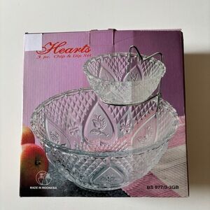 K/M Indonesia Clear Hearts 3 Piece Chip & Dip Set